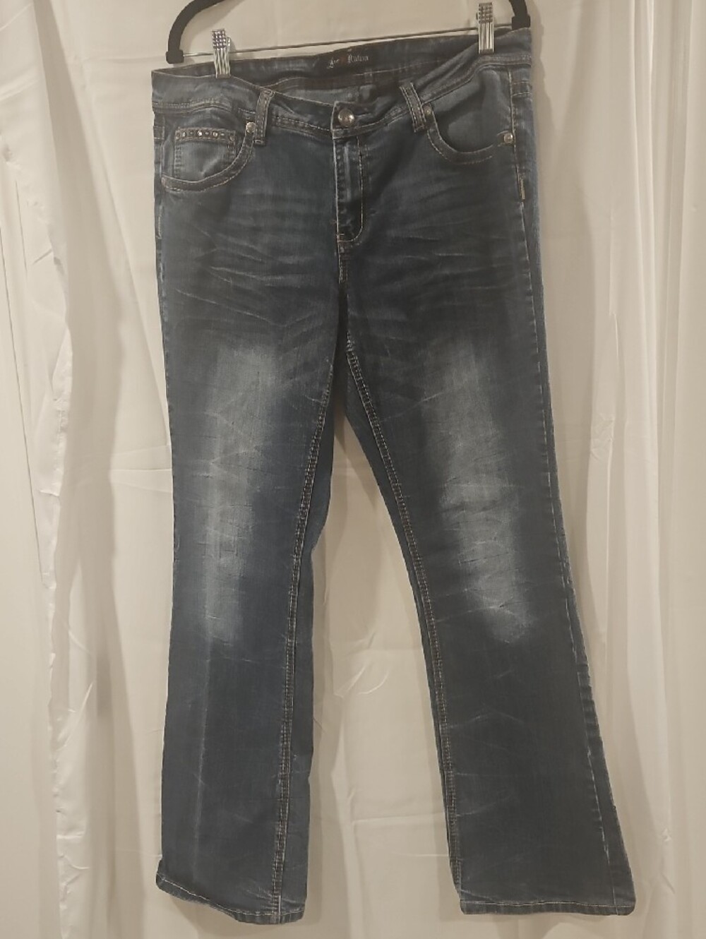 Live Nation Dark Blue Boot Cut Jeans with Contrast Stitching